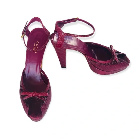 GUCCI Python Leather Platform Sandals - Picture 7 of 7